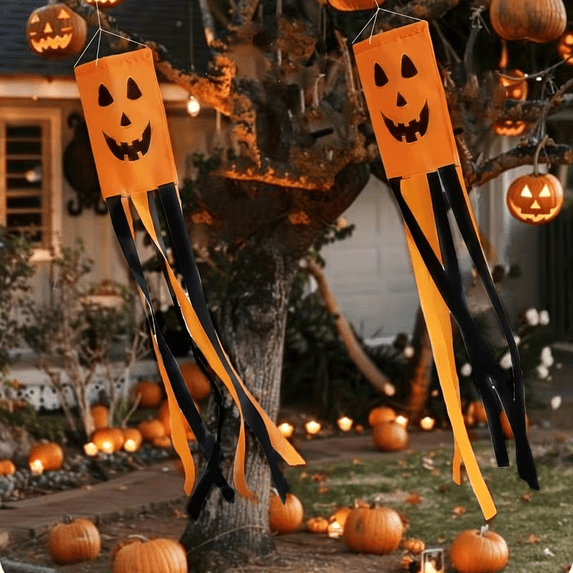 Joyesplay 2 Pieces Halloween Windsock Flag 39 in Spooky Cartoon Wind ...