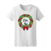 Joyeux Noel Christmas Wreath T-Shirt Women -Image by Shutterstock, Female XX-Large