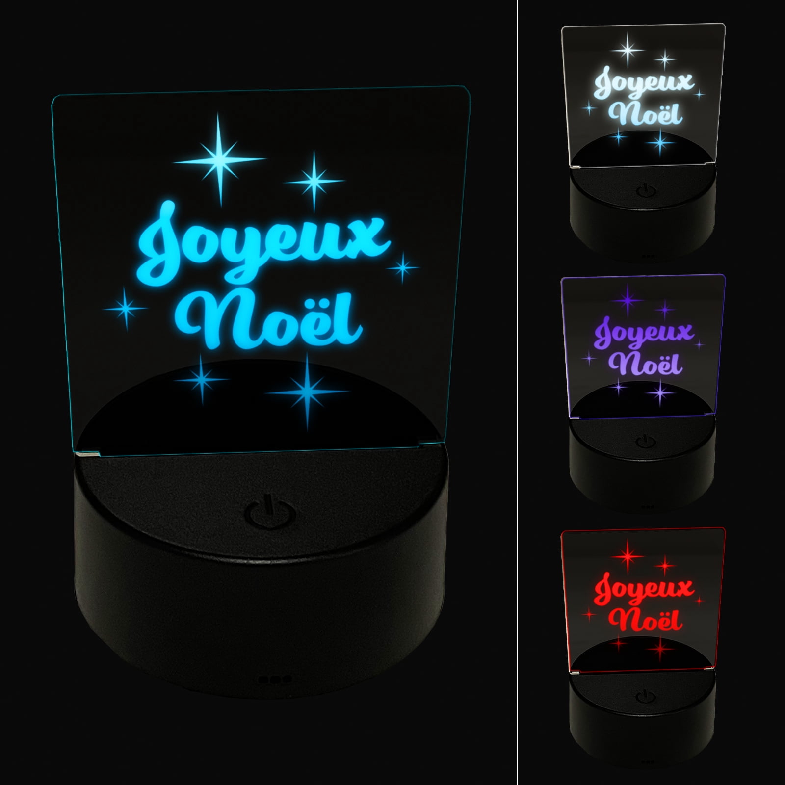 Joyeux Noel Merry Christmas French Starburst LED Night Light Sign 3D ...