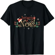 Joyeux Noel Santa Hat Coffee Tea Snowflakes Merry Christmas T-Shirt