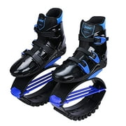 Joyfay Jumping Shoes Unisex Bounce Boots with 3pcs Tension Springs, Black-Blue Color, XL Size