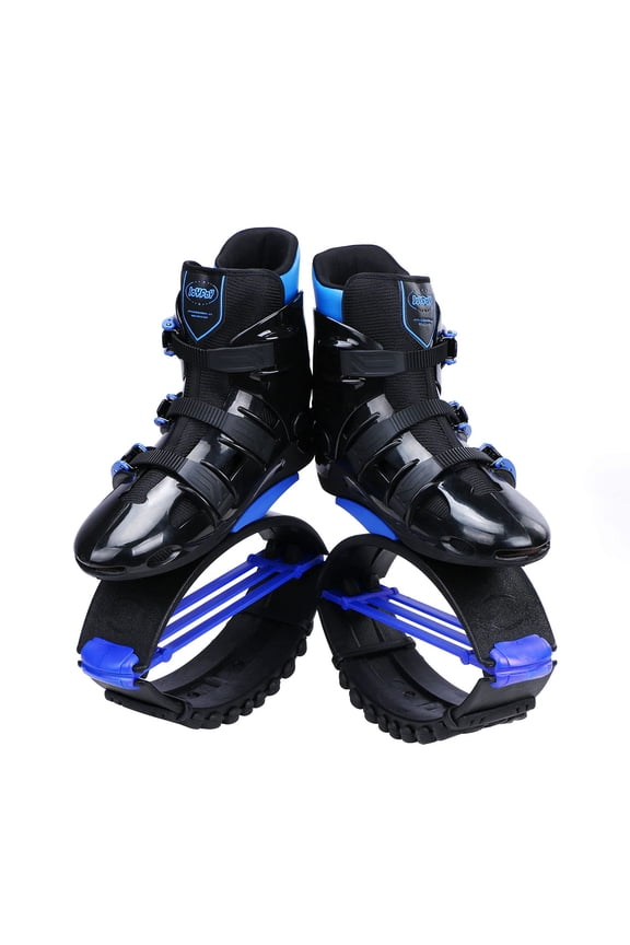 Jumping Shoes XX-Large Fitness Bounce Boots for Unisex Children Adults Black Shell 3pcs Buckles 3pcs Blue Springs