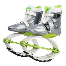 Joyfay Jumping Shoes Unisex Bounce Boots with 3pcs Tension Springs, Green-White Color, L Size
