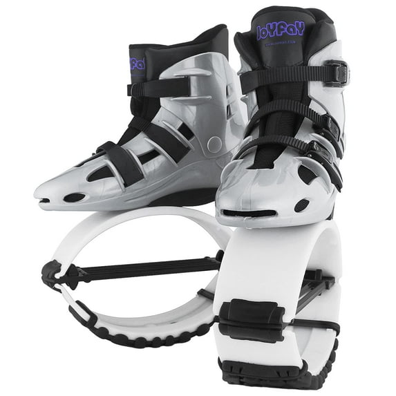 Joyfay Jumping Shoes XX-Large Fitness Bounce Boots for Unisex Children Adults Gray Shell 3pcs Buckles 4pcs Black Springs