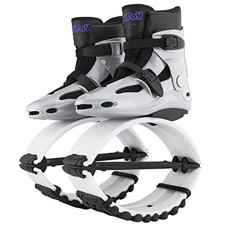 Joyfay Jumping Shoes Unisex Bounce Boots with 4pcs Tension Springs,  Gray-White Color, XXL Size