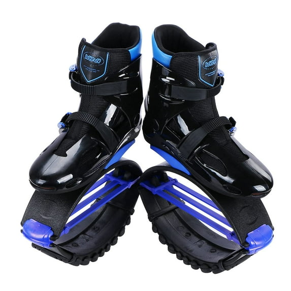 Joyfay Jumping Shoes X-Large Fitness Bounce Boots for Unisex Children Adults Black Shell 2pcs Buckles 3pcs Blue Springs