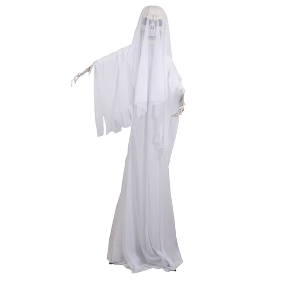 Joyfeel Halloween Ornament Scary Ghost Bride Figure with Sound Battery Operated Halloween Skeleton Decoration Creepy Haunted House Prop