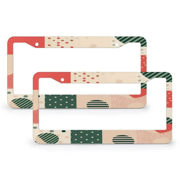Joyful Christmas Polka Dot License Plate Cover 2 Pcs Set Vintage Christmas Auto Car Accessories Tag for Women 2 Hole Aluminum Metal License Plate Frame