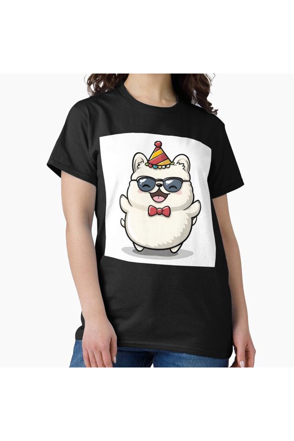 Joyful Dog Cone Hat Birthday Celebration Cute Pet Art Unisex T-Shirt , up to Size 5XL