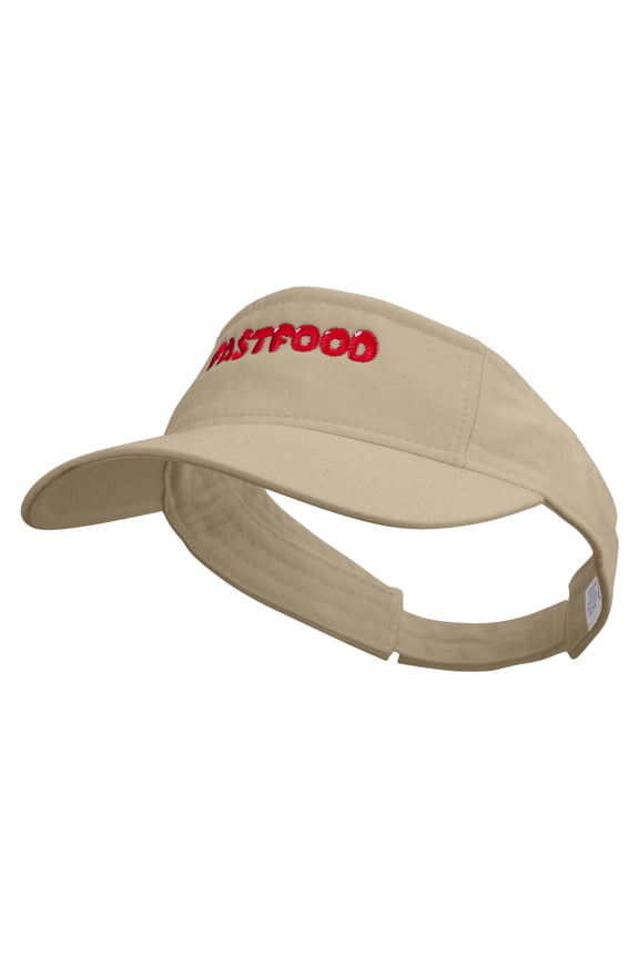 Joyful Fast Food Logo Embroidered Pro Style Cotton Twill Washed Visor - Khaki OSFM