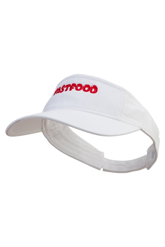 Joyful Fast Food Logo Embroidered Pro Style Cotton Twill Washed Visor - White OSFM