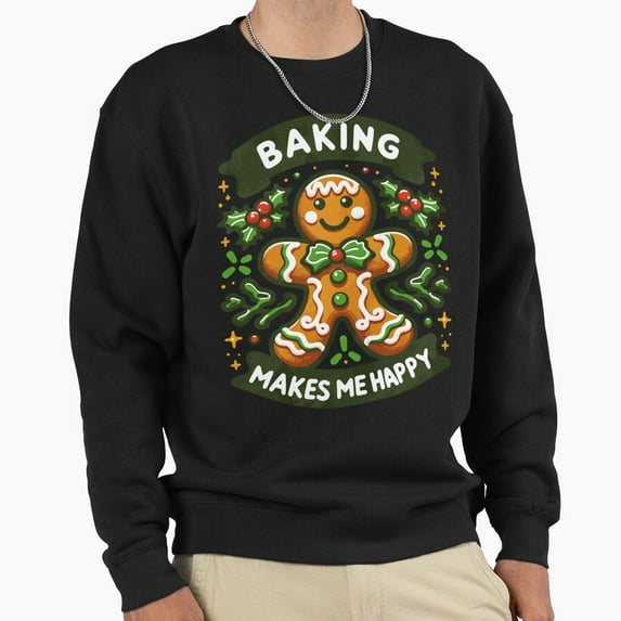 Joyful Gingerbread Baking Happiness Retro Vintage Funny Graphic Aesthetic Unisex Sweatshirt G33010, Up to Size 5XL