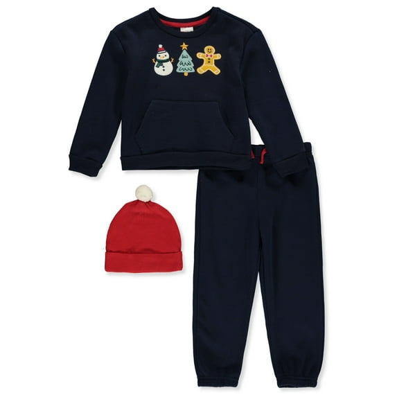 Joyful Girls' 3-Piece Holiday Pants Set Outfit Color: navy Size: 2t