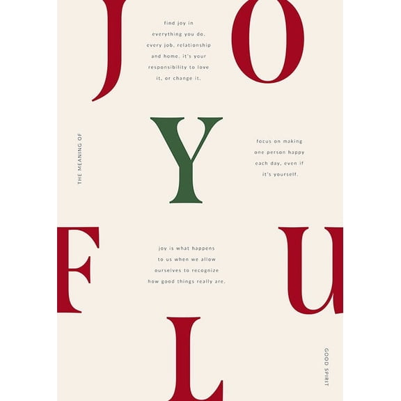 Joyful Letters Print Wall Art, Modern Wall Decor For Living Room Bedroom, 16x24 UNFRAMED