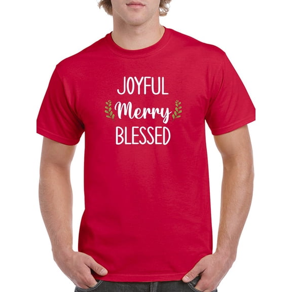 Joyful, Merry And Blessed T-Shirt Men -Smartprints Designs, Male XX-Large