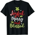 thumbnail image 1 of Joyful Merry and Blessed Christmas Women Girls Xmas Holiday T-Shirt, 1 of 3
