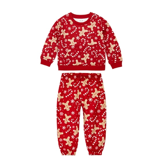 Joyful Moments Toddler Gingerbread Print Sweatshirt and Jogger, 2-Piece Set, Sizes 12M-5T