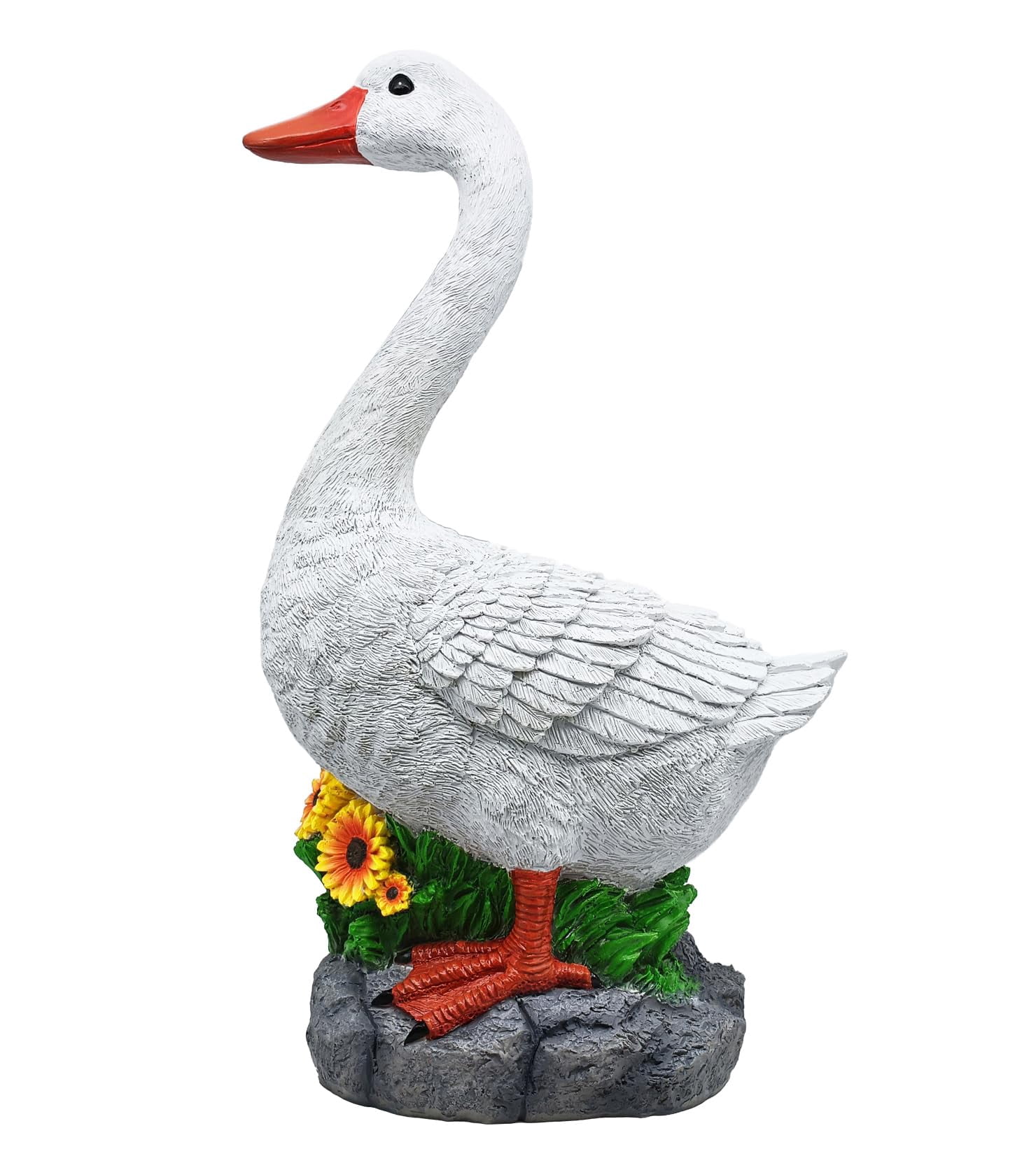 Joyful Porch Goose Statue Cygnus  Big Garden Lawn Yard Decor Sculpture 20 Inches High Figurine Duck Indoor And Outdoor By Ggtown Tm