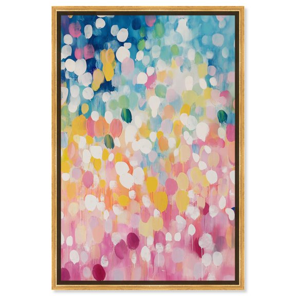 Joyful Rainfall I Canvas Modern Color Abstract by Art Remedy, Gold Frame, 20" x 30"