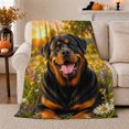 thumbnail image 1 of Joyful Rottweiler Sunlit Meadow, Festive Pet Portrait Pattern, Warm Flannel Blanket for Living Room and Bedroom, Dog Lovers Christmas Gift, Pet Lover Home Decor, 1 of 9