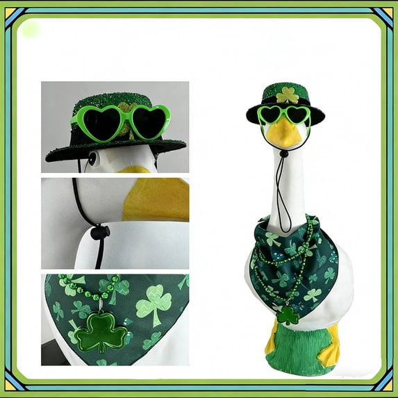 Joyful St. Patrick's Day Porch Goose Clothes, Green Festive Yard Decoration for Adding Luck and Cheer, for Outdoor Celebrations and Creating a Festive Entryway (Only Clothes)