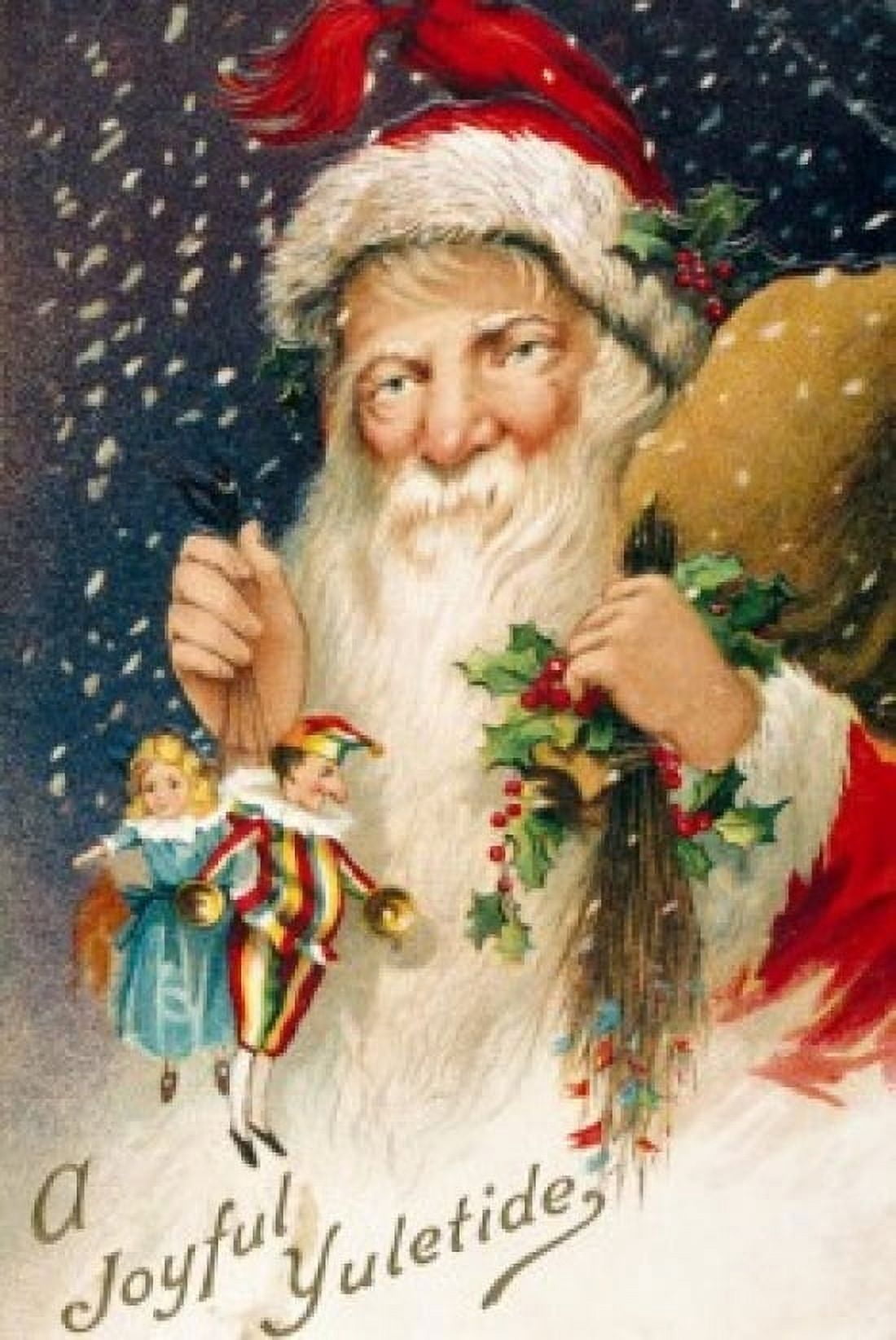 Joyful Yuletide Nostalgia Cards Canvas Art - (24 x 36)