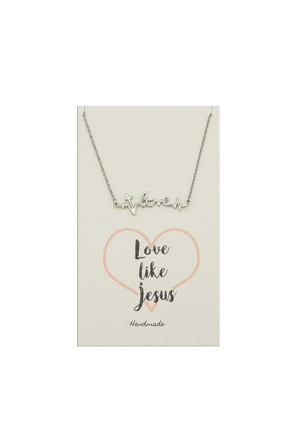 Cross Love ECG Pendant Necklace, Gifts for Women with Inspirational Greeting Card