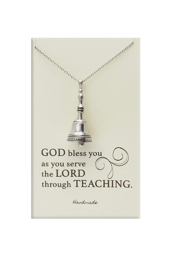 Table Bell Pendant Necklace, Gifts for Teachers, Handmade Gifts for Women with Inspirational Greeting Card