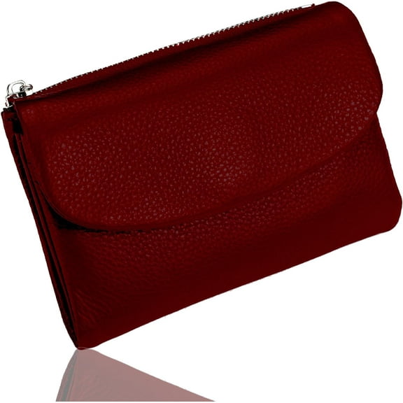 Joyfullygo Unisex Pebble Leather Wallet - 5.3'' RFID Blocking Slim Wallet with Card Slots, Coin Pocket & ID Window - Compact Trifold Purse for Women & Men