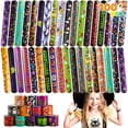 thumbnail image 1 of Joyfy 100 Pcs Halloween Slap Bracelets for Kids,Halloween Toys Bulk with Spider,Pumpkins,Animal Print for Prizes Gift Trick or Treat Party Favors,Halloween Crafts for Kids,Classroom Favors, 1 of 6