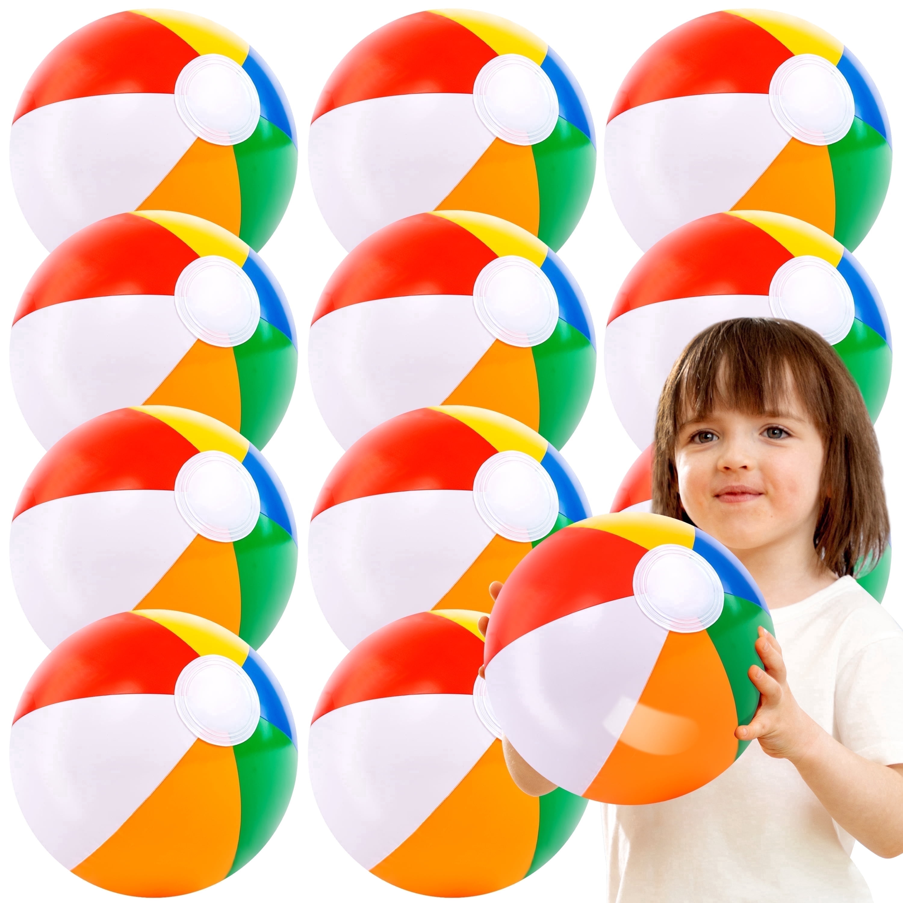 Joyfy 12 Pack Rainbow Beach Balls,12 inch Inflatable Swimming Pool Toys for Summer Games Pool Party Favors Summer Water Toy Fun Play Beachball Game for Kid Boys Girls