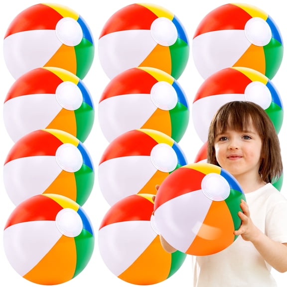 Joyfy 12 Pack Rainbow Beach Balls,12 inch Inflatable Swimming Pool Toys for Summer Games Pool Party Favors Summer Water Toy Fun Play Beachball Game for Kid Boys Girls