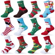 Joyfy 12 Pairs Christmas Socks Women, Plush Crazy Novelty Christmas Socks, Women's Holiday Christmas Socks, Christmas Gifts