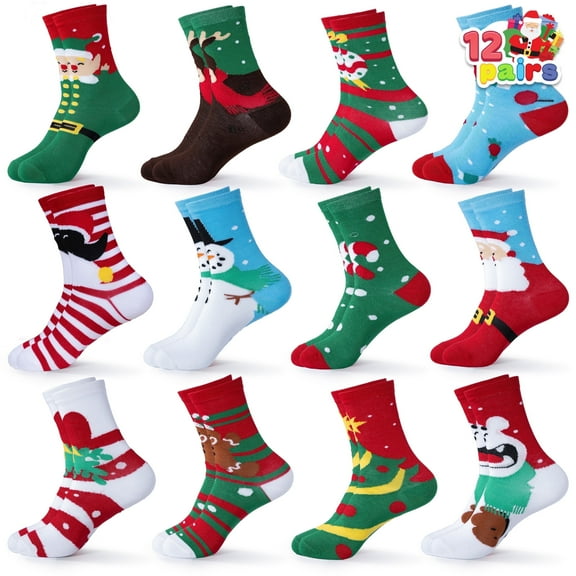 Joyfy 12 Pairs Christmas Socks Women, Plush Crazy Novelty Christmas Socks, Women's Holiday Christmas Socks, Christmas Gifts