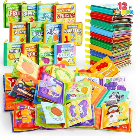 Joyfy 12 Pcs Baby Bath Toys, Soft Cloth Books for Baby Multi-Age, Infant Early Education First Toys for Toddlers Kids Birthday Gifts