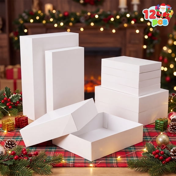 Joyfy 12 Pcs Christmas Shirt Gift Boxes with Lids for Presents, Large Robe Cardboard Boxes