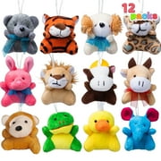 Joyfy 12 Pcs Mini Plush Toy Small Stuffed Animals Kids Party Favors, Pinata Fillers, Animals Keychain Decoration for Boys Girls, Birthday Supplies