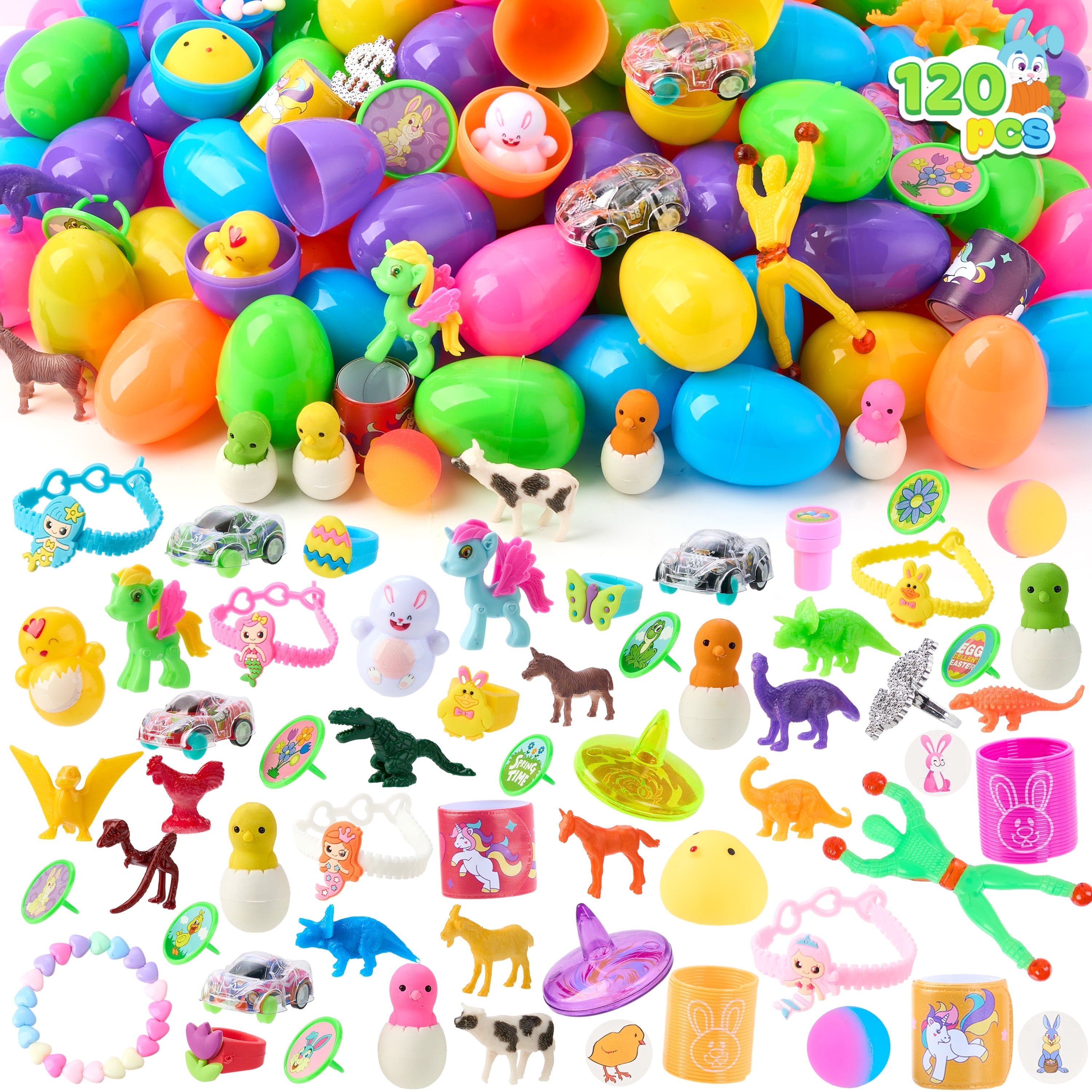 Joyfy 120 Packs Prefilled Easter Egg,Easter Egg with Toys Inside