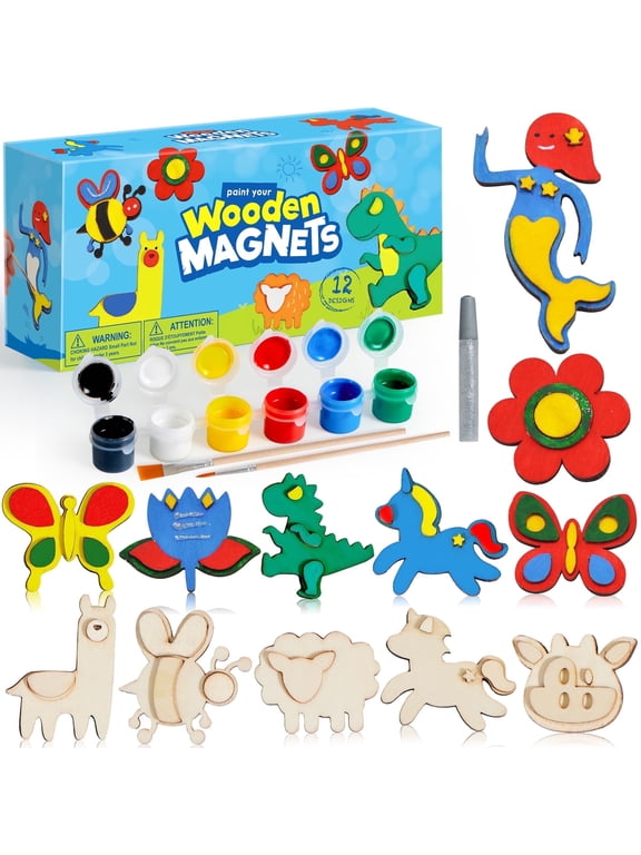 12pcs Painting Kits For Kids, Spring Wood Paint Kit, Crafts Gift For Party Favors, Kids, Boys And Girls Ages 4+