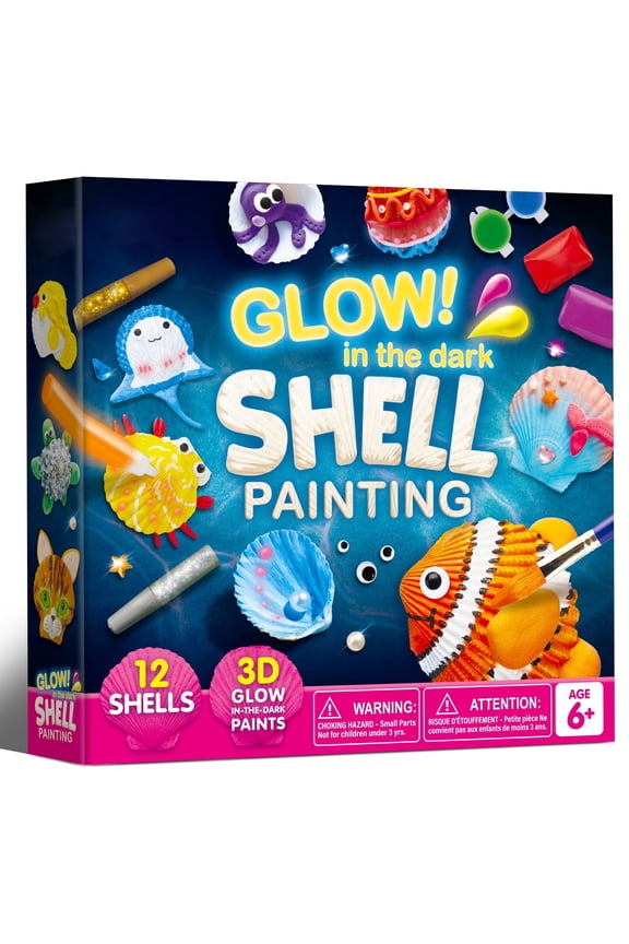 12pcs Sea Shell Painting Kit for Kids, Glow in the Dark Painting Set for Toddler Activities ,Christmas Birthday Gift for Boy Girl Ages 6 Up