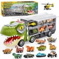 thumbnail image 1 of Joyfy 13 in 1 Dinosaur Truck Toys for Kids, Dinosaur Truck with Light & Sound, Including 12 Pull Back Cars, Great Xmas and Birthday Gifts Toy for Boy 3 4 5, 1 of 9