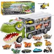 Joyfy 13 in 1 Dinosaur Truck Toys for Kids, Dinosaur Truck with Light & Sound, Including 12 Pull Back Cars, Great Xmas and Birthday Gifts Toy for Boy 3 4 5