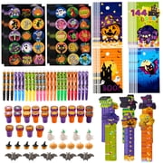 Joyfy 144 Pcs Halloween Stationery Set for Kids,Halloween Markers Stickers Erasers Stamps Party Favors,Halloween Trick or Treat Bags,Halloween Gifts for Kids,Classroom Favors