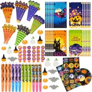 Joyfy 144 Pcs Assorted Halloween Stationery Set for Kids,Halloween Party Favors Including Coloring Markers, Stickers, Er