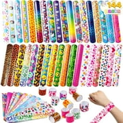 SYNCFUN Joyfy 144 Pcs Slap Bracelets Party Favors for Kids, Bulk Wristbands with 36 Designs for Birthday Goody Bags Stuffers, Classroom Prizes Exchanging Gifts, Pinata Stuffers