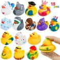 thumbnail image 1 of Joyfy 15 Pcs Rubber Ducks, Random Assortment Mini Rubber Duckie Toys with Mesh Carry Bag for Kids Baby Bath Shower Toys, Birthday Gifts, Summer Beach Pool Activity, Party Favors, 1 of 12