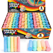 Joyfy 150PCS Washable Sidewalk Chalks,Giant Box Non-Toxic Jumbo Washable Chalk for Outdoor Art Play, Playground,5 Colors