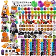 Joyfy 168 Pcs Halloween Stationery Party Favors,Halloween Gifts for Kids,Halloween Goodies Including Halloween Vampire Teeth,Spiders,Stamps,Stickers,Slap Bracelets