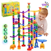 Joyfy 170 Pcs Glowing Marble Run for Kids, STEM Construction Building Toys with 5 Glow in The Dark Glass Marbles, Christmas Birthday Easter Gift for Boys & Girls 3-5 4-8