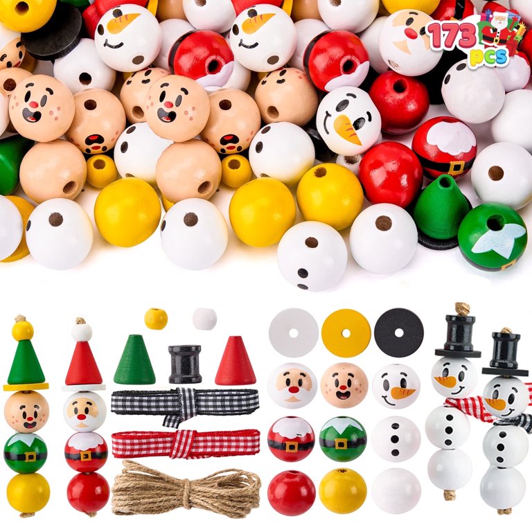 180 Pieces Christmas Beads Candy Cane Wooden Jamaica